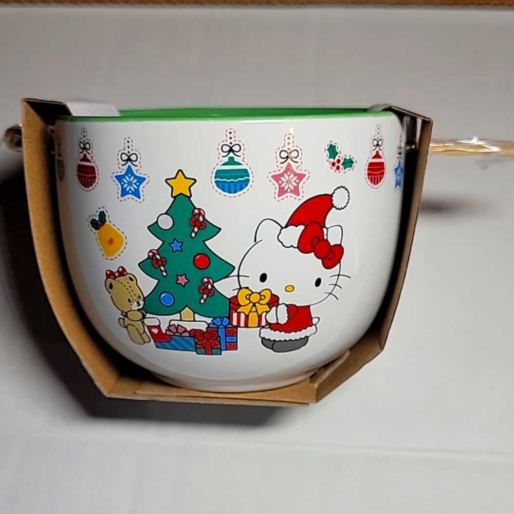 Hello kitty Christmas bowl with chopsticks